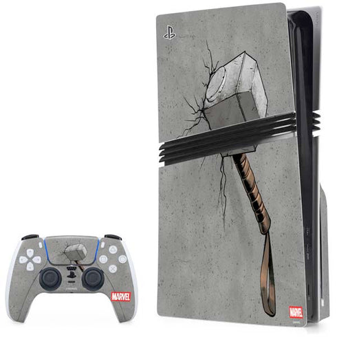 Marvel Thor Thors Hammer Mjolnir PS5 Pro Disk Bundle  Skin